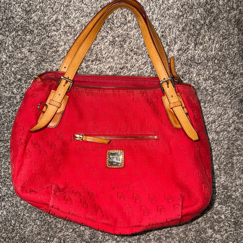 Dooney & Bourke Red and Tan Shoulder Bag